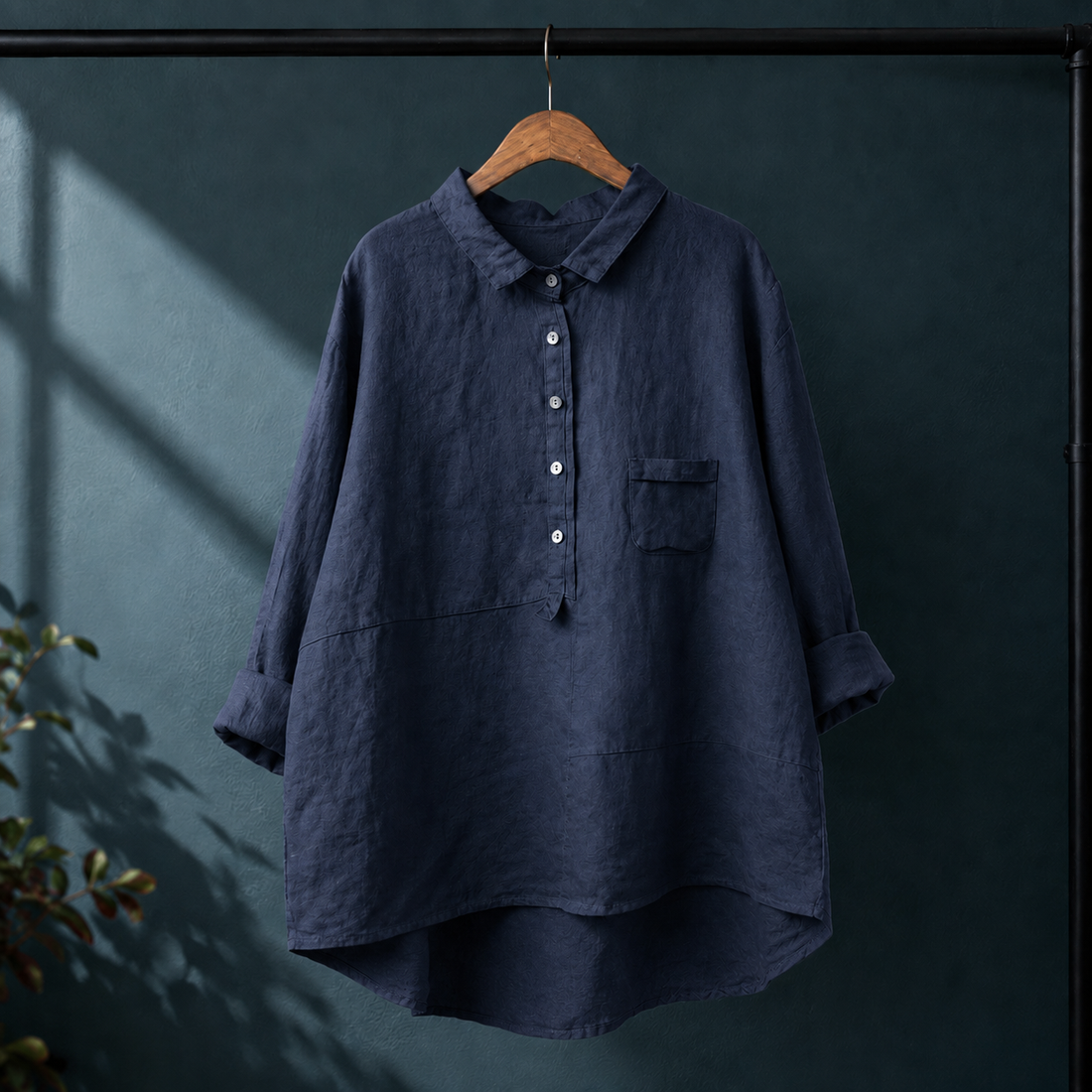 Phoebe-Elise Relaxed Blouse - Navy Blue