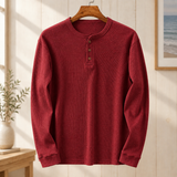 Spencer Ribbed Henley - Red