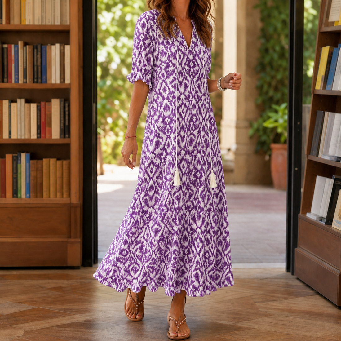 Darcy-Mae Printed Maxi Dress - Purple