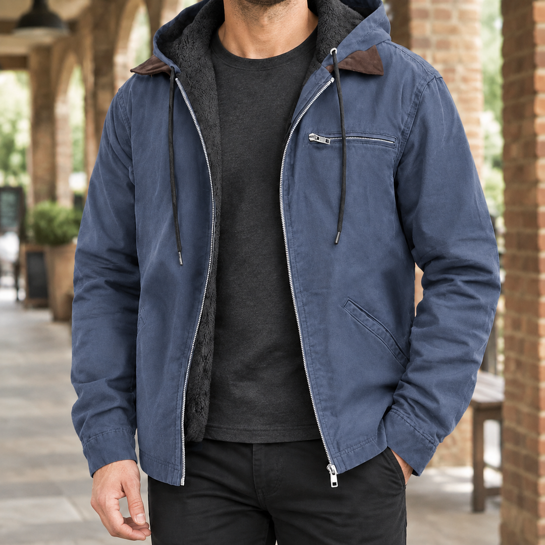Warrick Hooded Jacket - Navy Blue