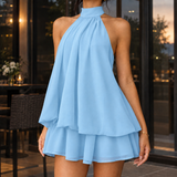 Nadine-Mae Halter Mini Dress - Sky Blue