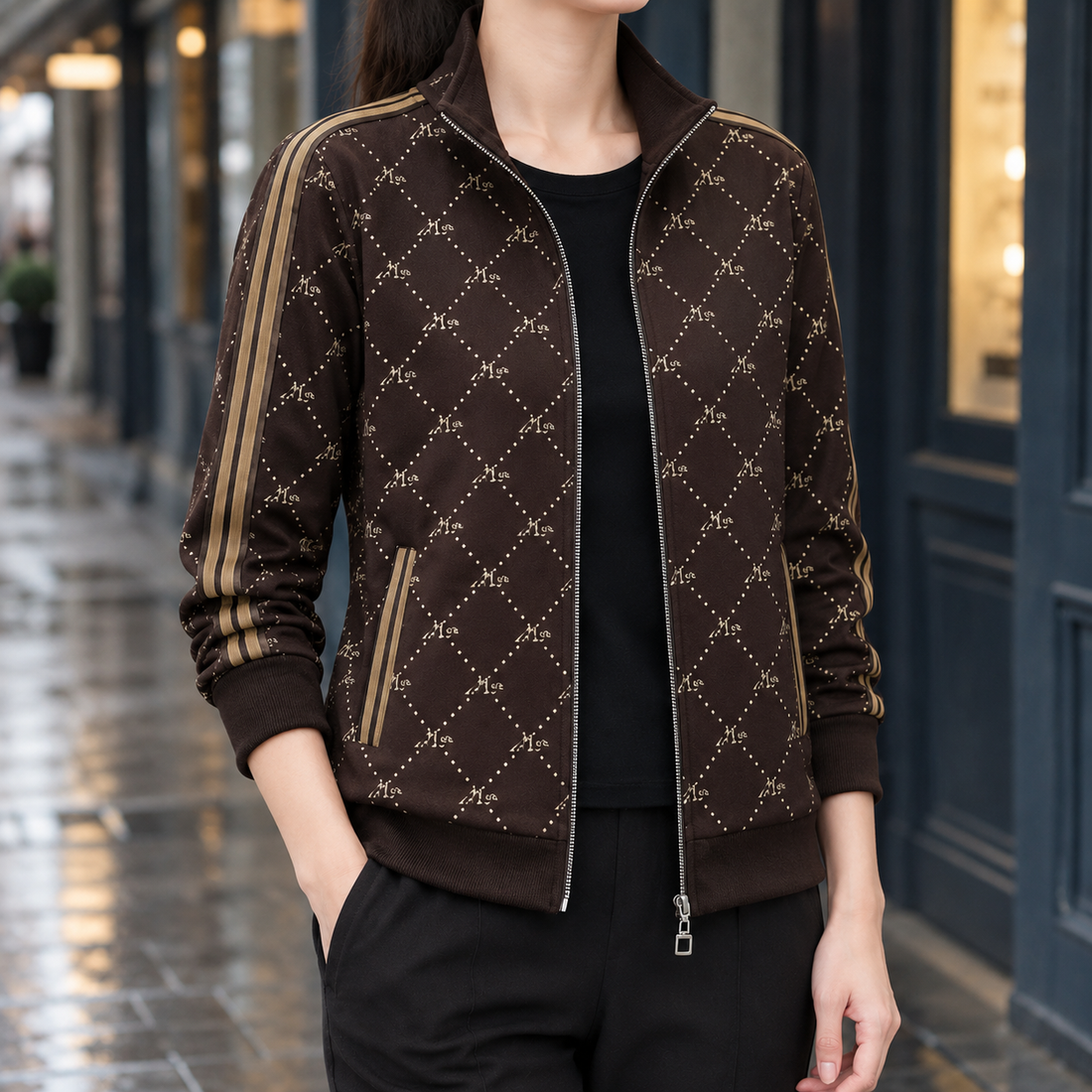 Morgan-Mae Stand Collar Jacket - Brown