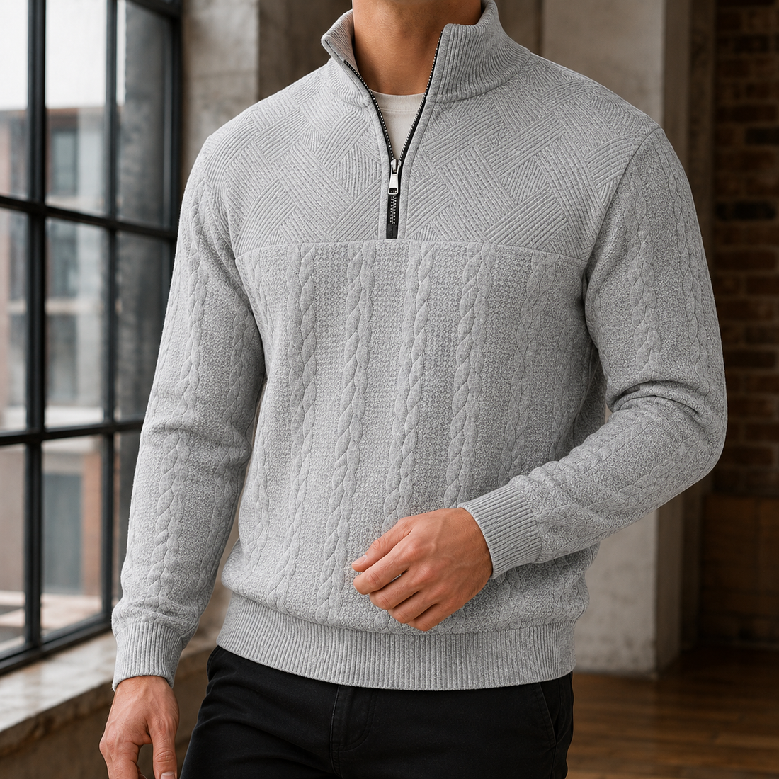 Beckett Cable Sweater - Gray