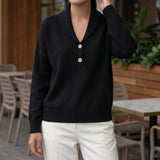 Camille Shawl Collar Sweater - Black