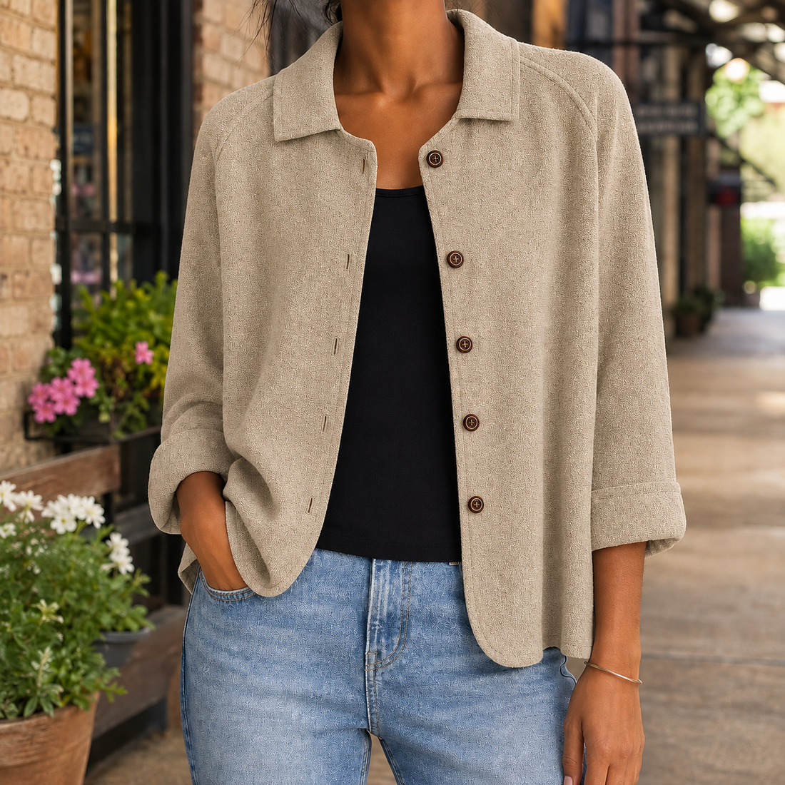 Soraya-Lane Collared Sweater - Khaki