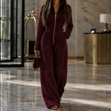 Marina-Marie Wide Leg Jumpsuit - Jujube Red