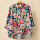 Pink Blue Leaf Floral