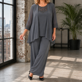 Ottilie-Belle Lace Three-Piece Set - Ash Gray