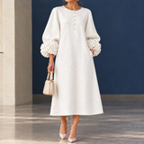 Estella-Eve Floral Cuff Dress - White