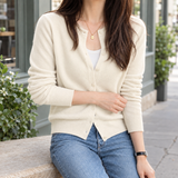 Iolanthe Crew Neck Cardigan - Cream