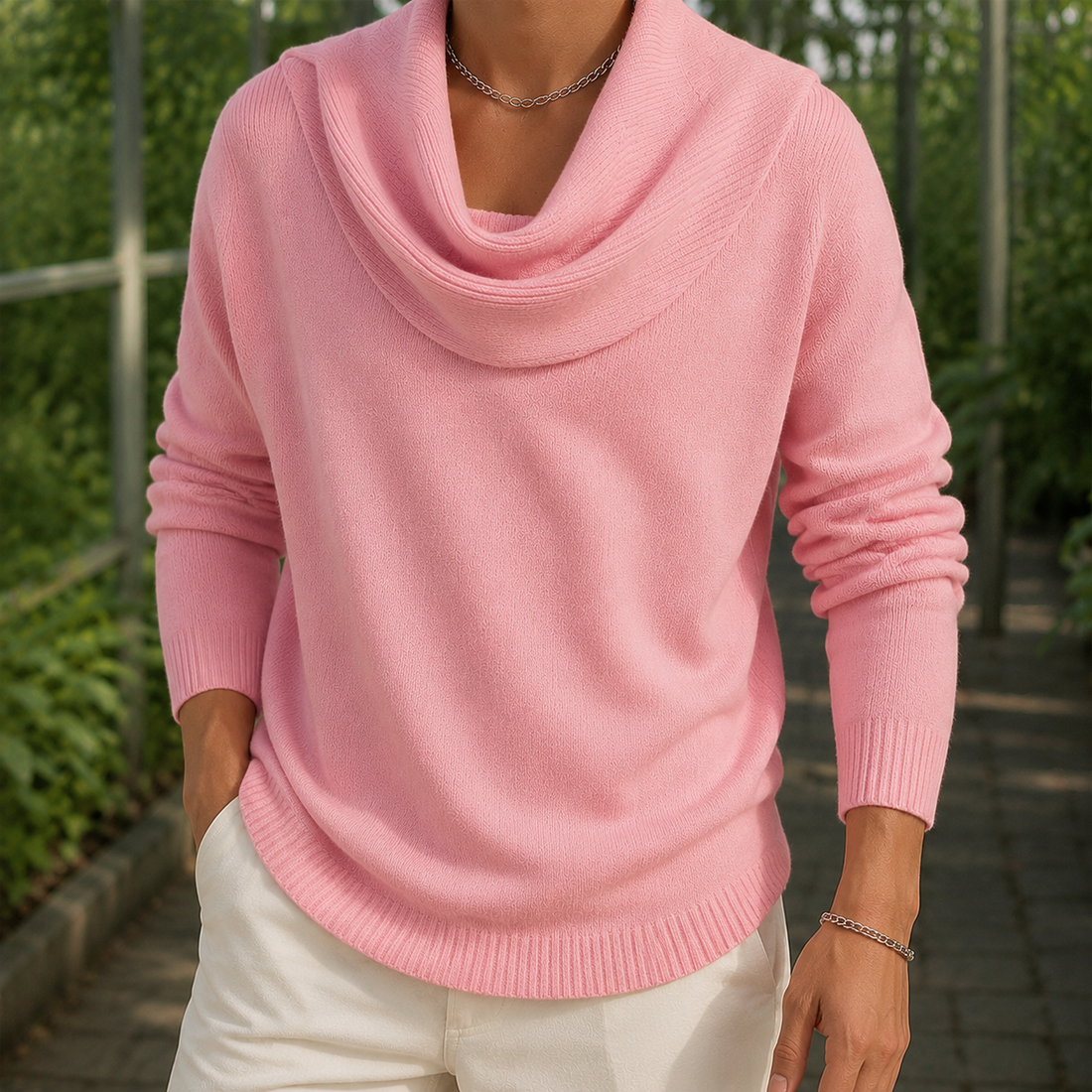 Stellan Cowl Sweater - Pink