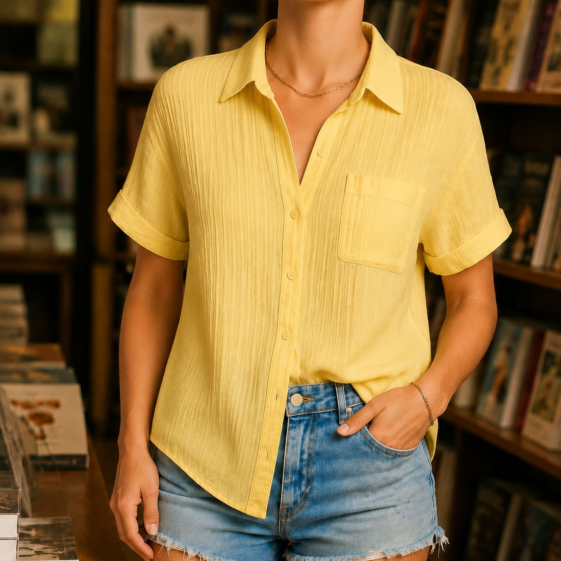 Livia-Rae Gauze Shirt - Yellow