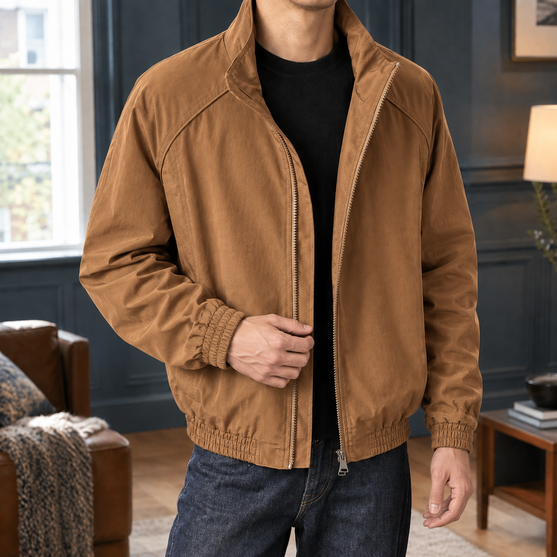 Raymond Stand Collar Jacket - Brown