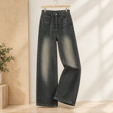 Quintina Wide Leg Jeans - Washed Black