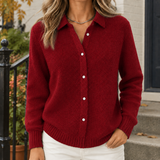 Sabina-Skye Collared Sweater - Red
