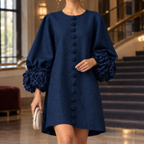 Kiera Floral Cuff Dress - Navy Blue