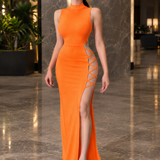 Tiphaine Lace-Up Dress - Orange