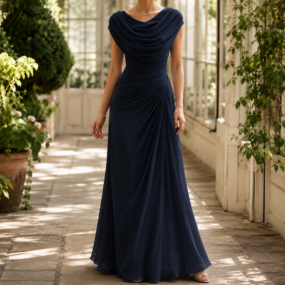 Sylvie-Skye Cowl Maxi Dress - Navy Blue