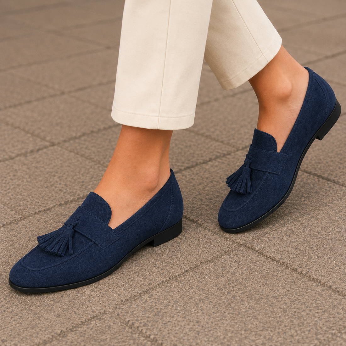 Lucca Tassel Loafers - Navy Blue