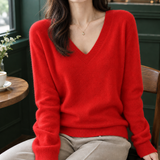 Angelique V-Neck Sweater - Red