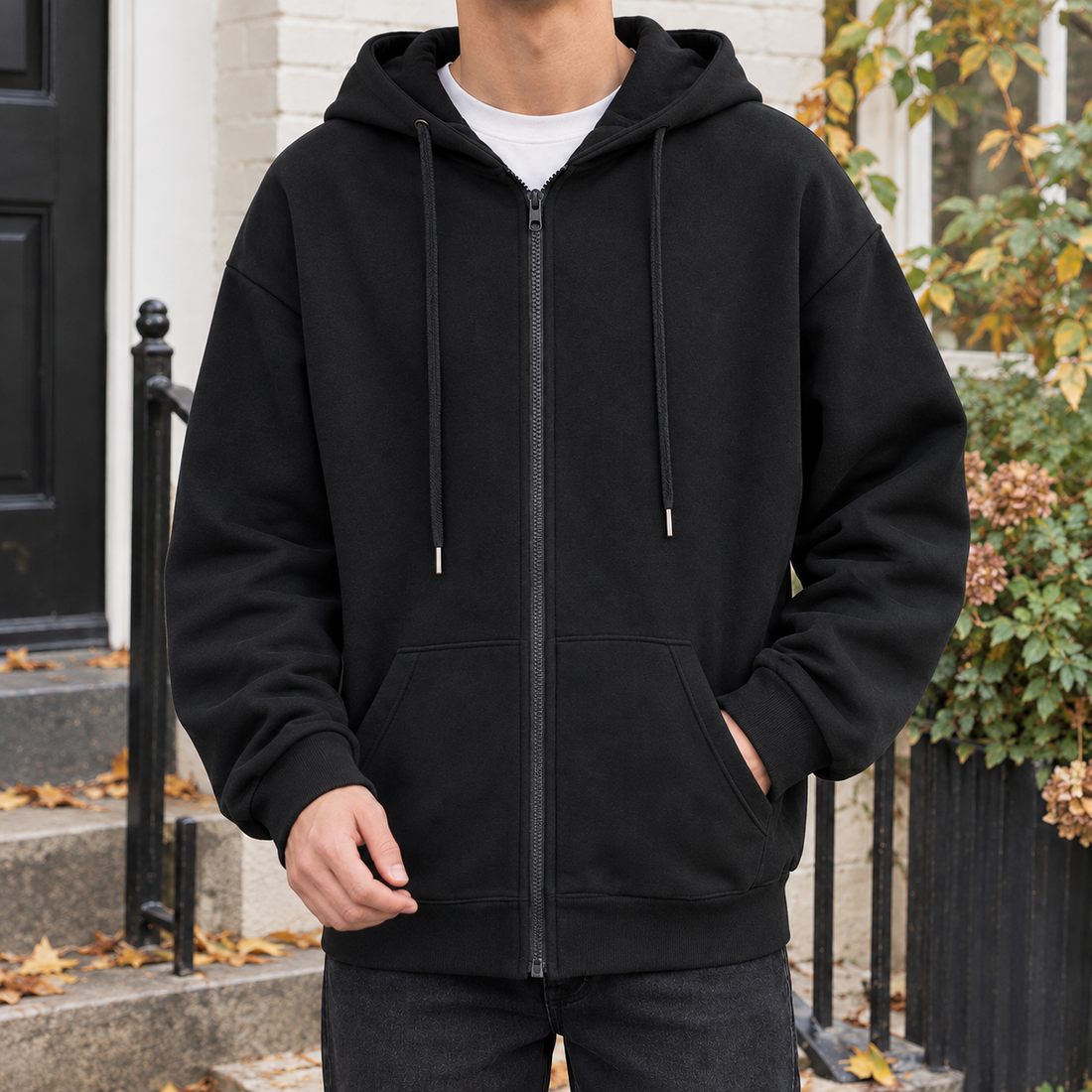 Mortimer Zip Hoodie - Black