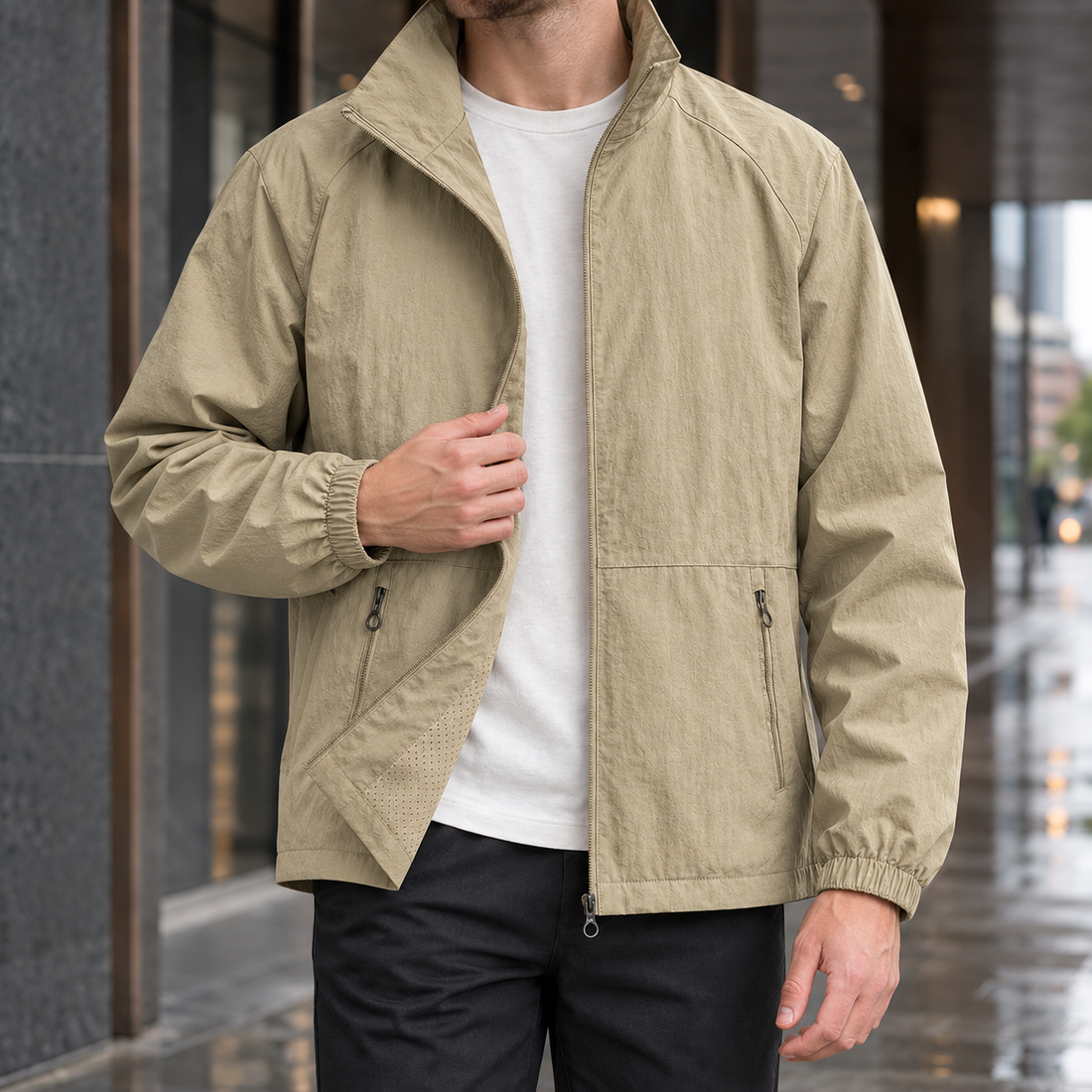 Nicholas Stand Collar Jacket - Khaki