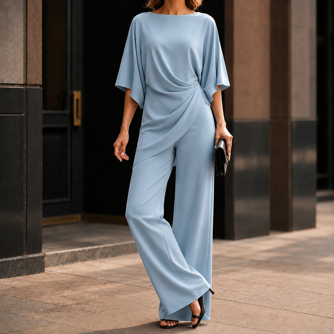 Katia-Sage Draped Set - Blue