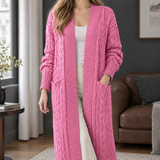 Naomi-Hope Cable Knit Cardigan - Pink