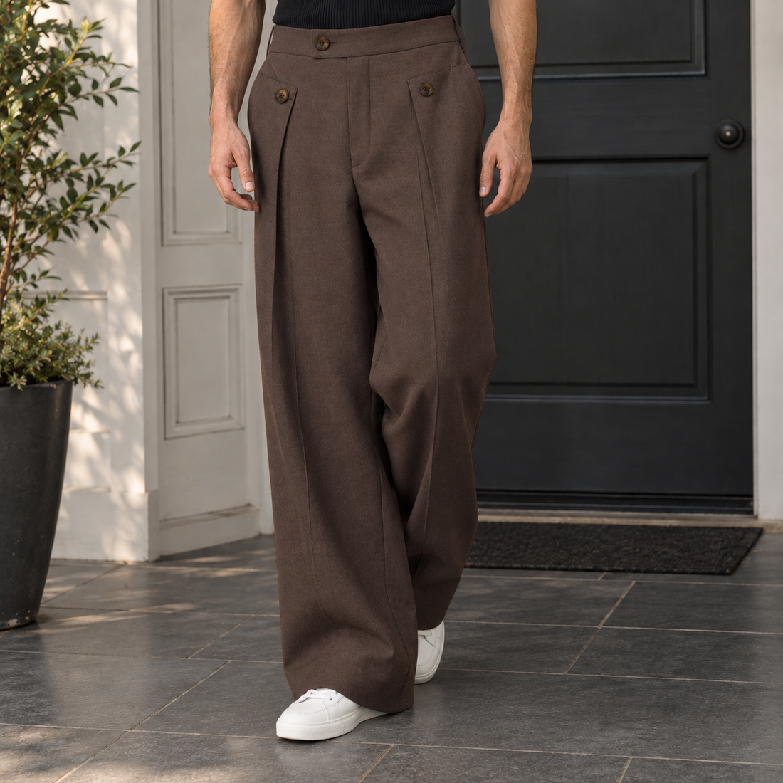 Lothaire-Rhys Wide Leg Pants - Brown