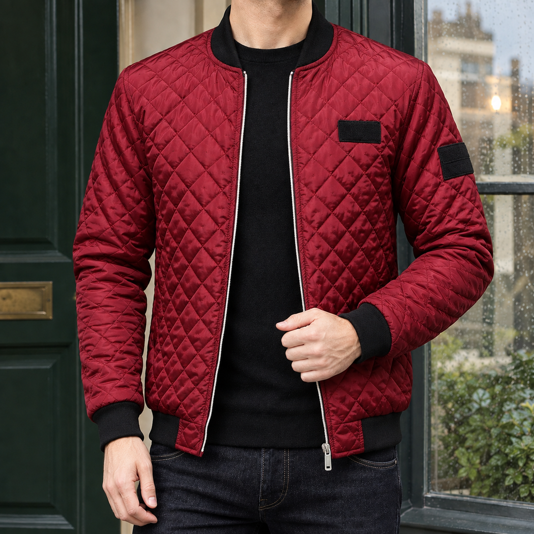 Jacob Quilted Jacket - Wine Red