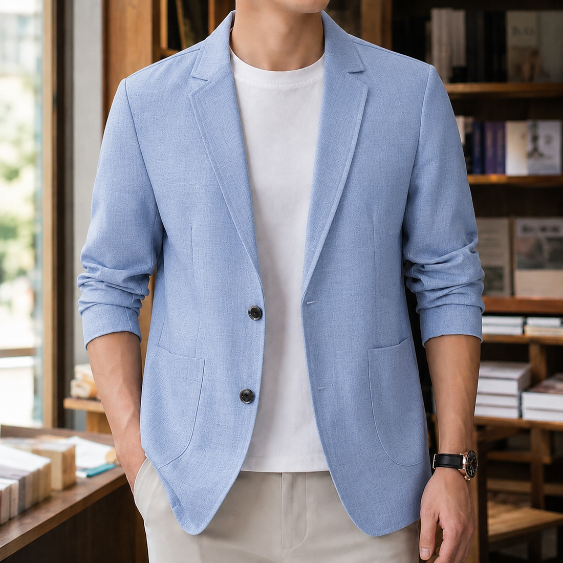 Bastien Woven Blazer - Blue
