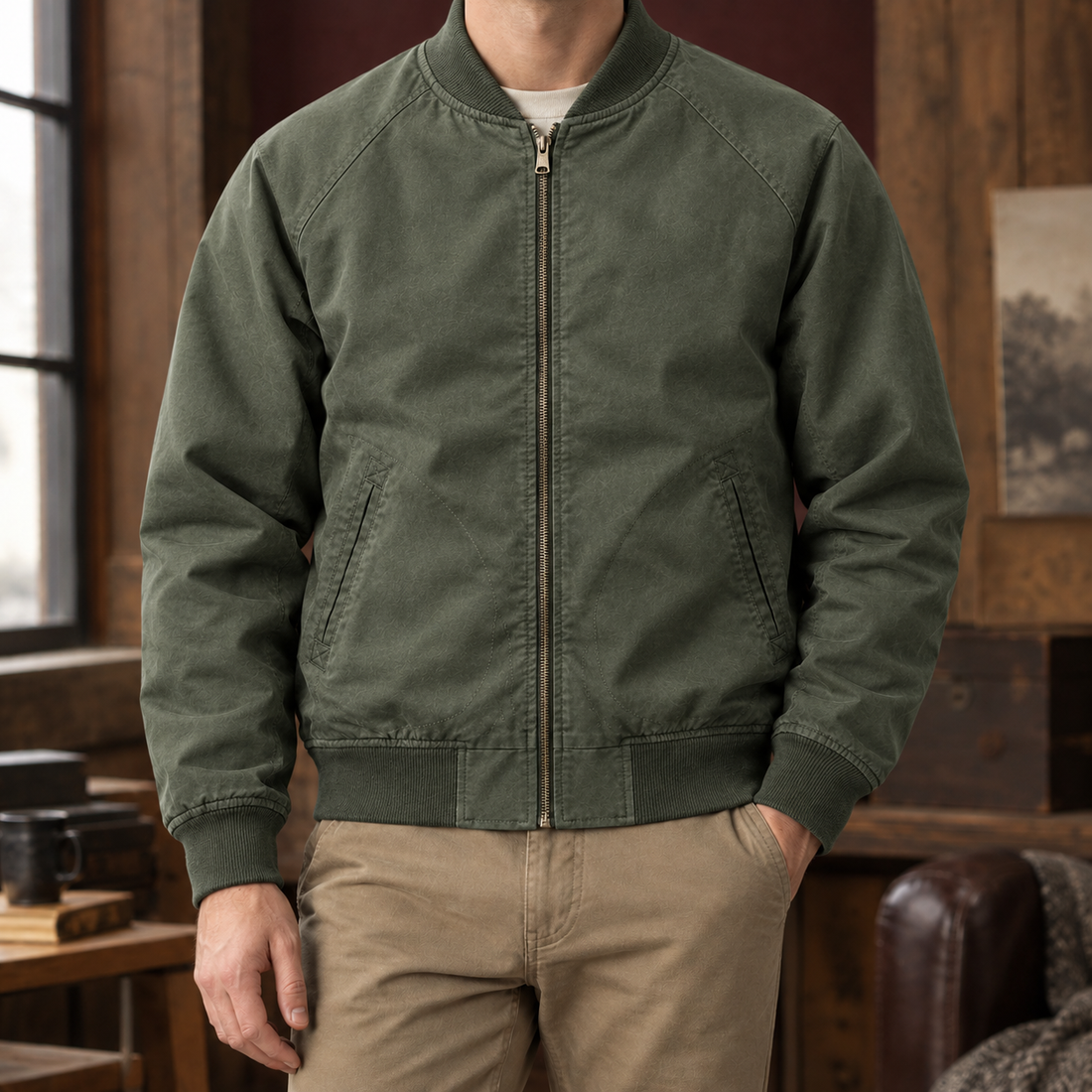 Isaac Bomber Jacket - Military Green