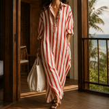 Greta-Lane Striped Maxi Dress - Red