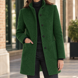 Ashley-Skye Stand Collar Coat - Dark Green