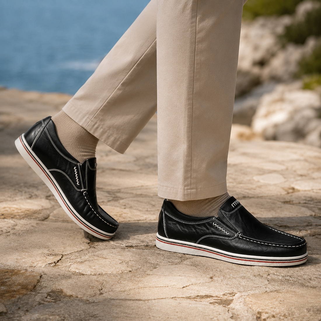 Alessia Contrast Loafers - Black