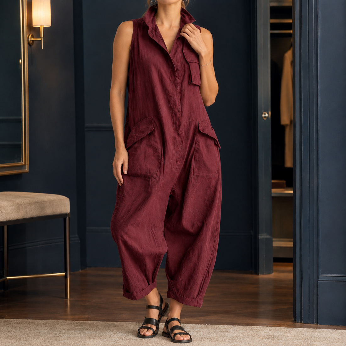 Shannon-Jade Utility Jumpsuit - Wine Red