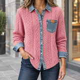 Adrienne-Lane Denim Knit Overshirt - Pink