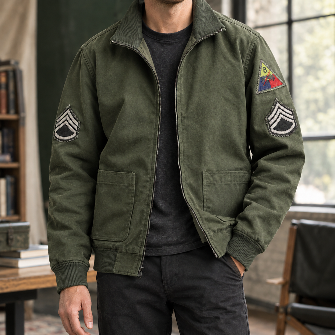 Hendrik Military Jacket - Army Green