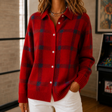 Luna Plaid Sweater - Red
