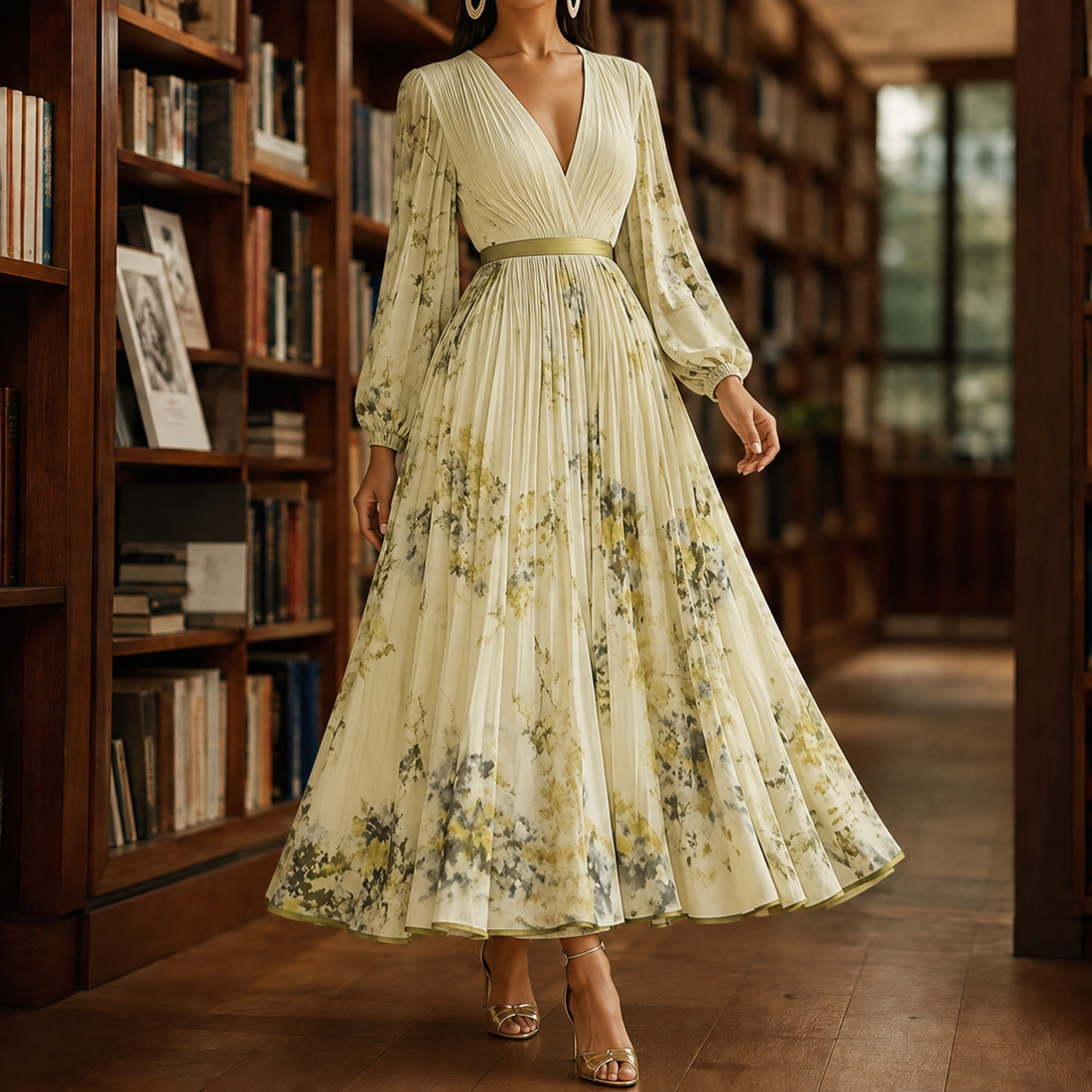Sabine-Jane Pleated Maxi Dress - Yellow