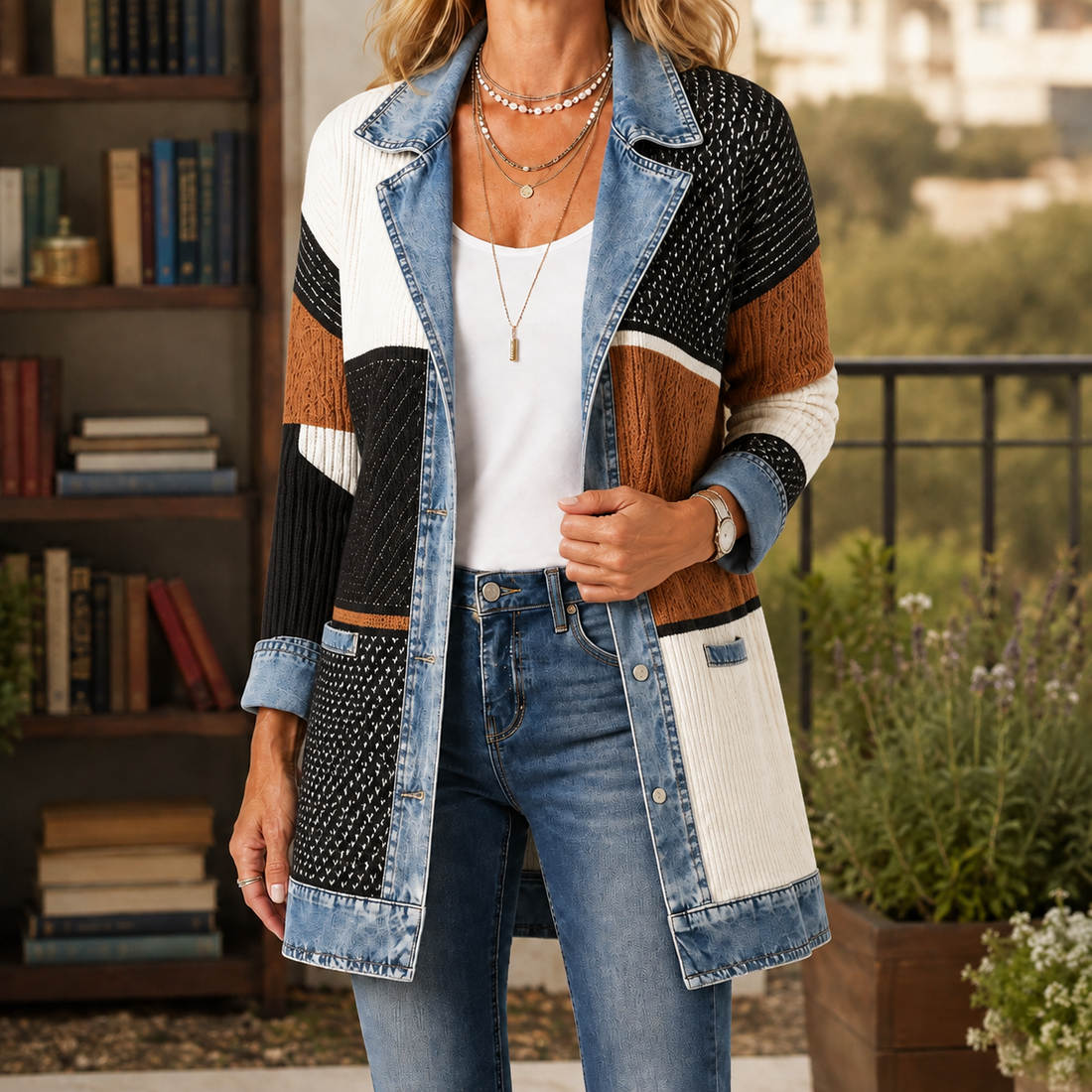 Daphne Ribbed Sweater - Splicing Color