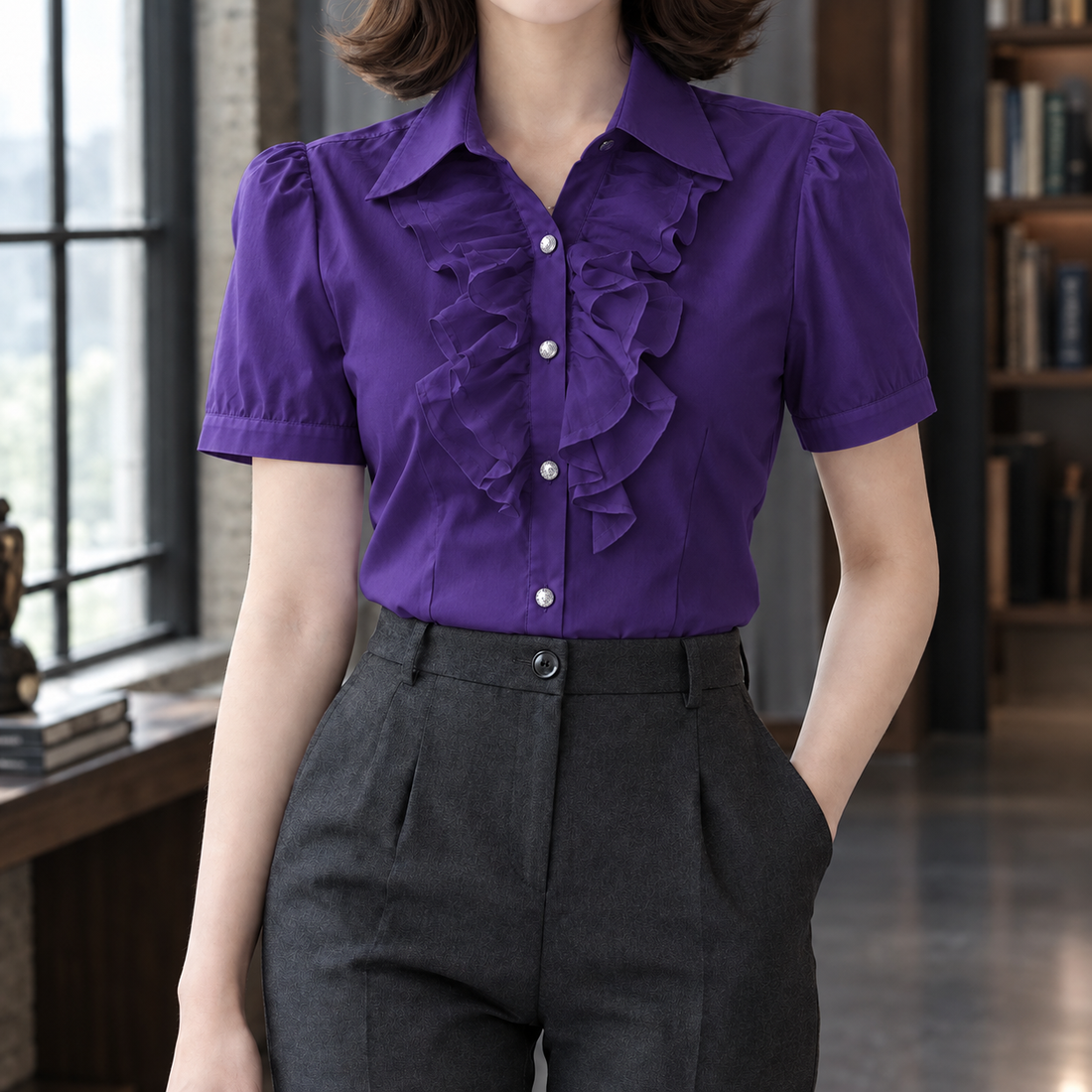 Heidi Ruffle Blouse - Purple