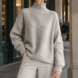 Scarlett Textured Turtleneck - Light Gray