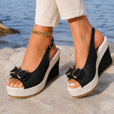 Taormina Denim Wedge Sandals - Black