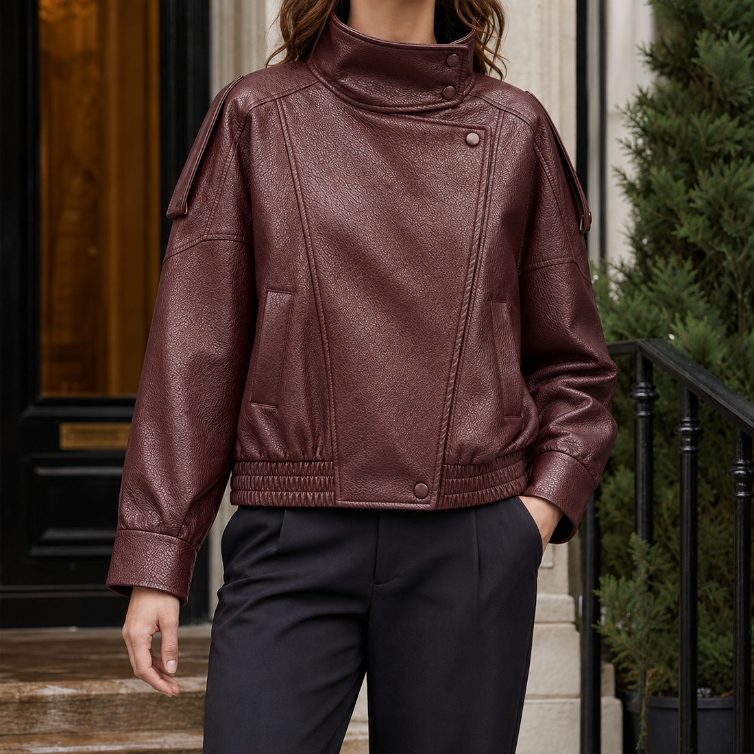 Tamsin-Mae Moto Jacket - Reddish Brown