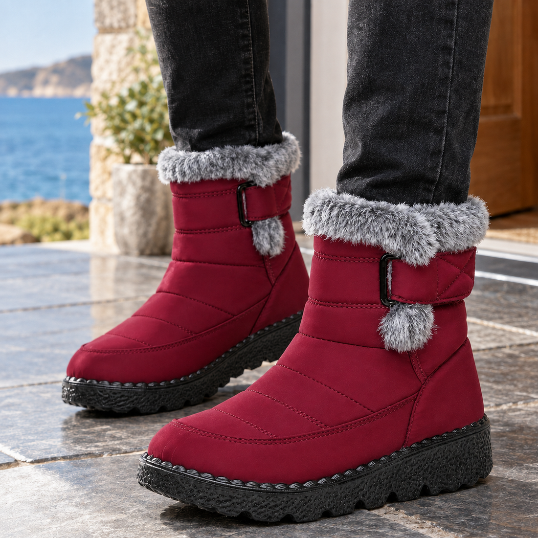 Veralli Quilted Winter Boots - Red