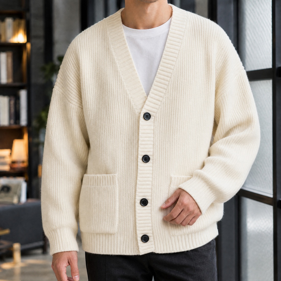 Waldemar Ribbed Cardigan - Milky White