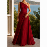 Estelle One-Shoulder Dress - Red