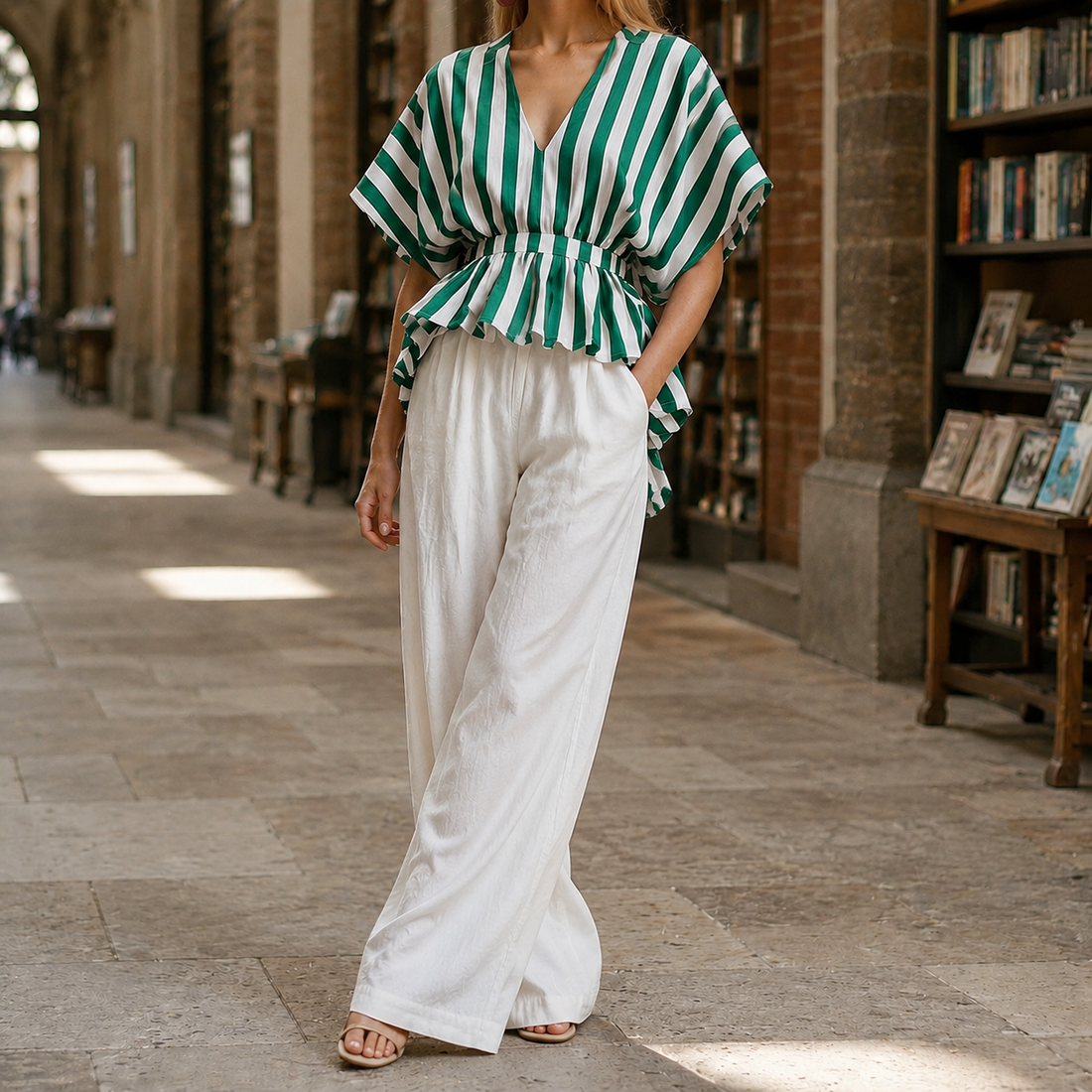 Maxine-Lane Wide Leg Set - Green