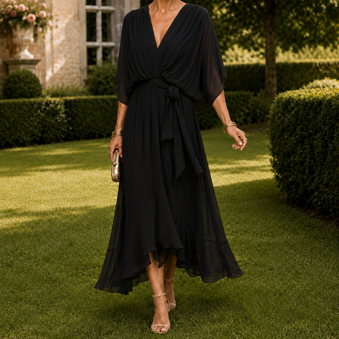 Petra High Low Dress - Black